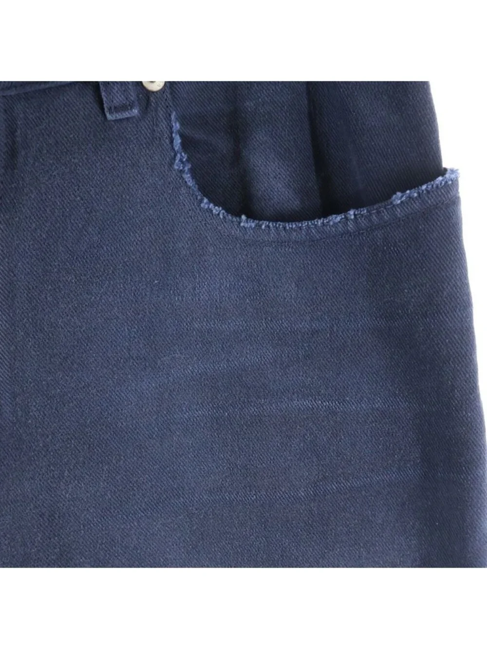 Balenciaga Curved Knee Pants Distressed Denim Blue